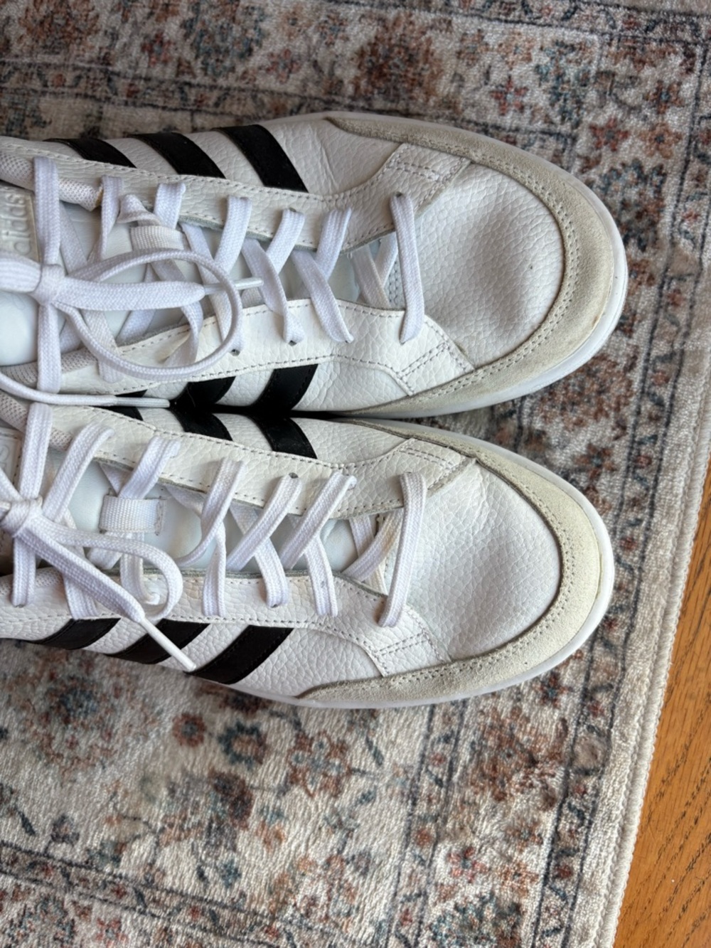 Men’s Size 12.5 Adidas Grand Court White Sneakers with Black Stripes - Picture 2 of 9